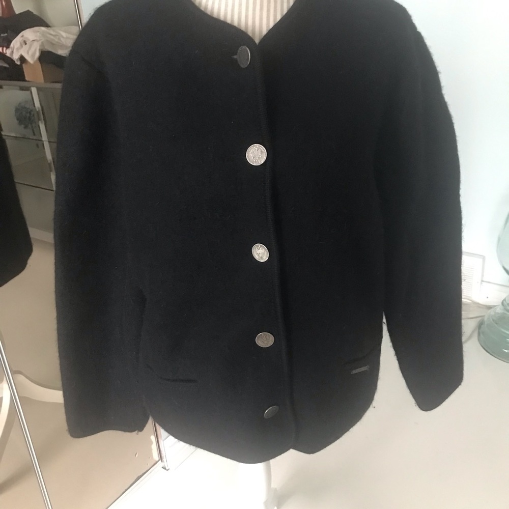 Giesswein Austria Tirol Walkwaren 44 USA M16Wool Coin Buttons Jacket Cardigan